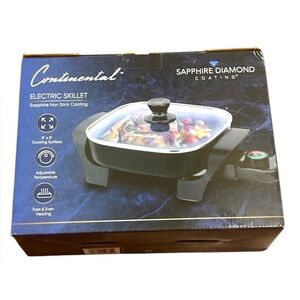 Continental Electric Skillet Sapphire Non-Stick Diamond Coating NIB New